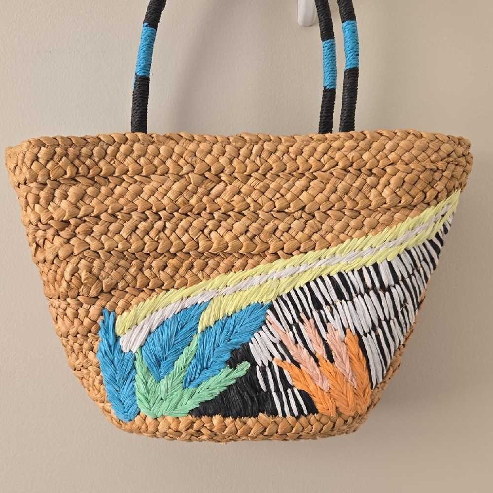 Tabitha Brown for Target Colorful Natural Fiber Abstract Woven Tote Bag